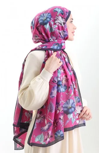 Karaca Cotton Shawl 82006-08 Navy Blue Fuchsia 82006-08