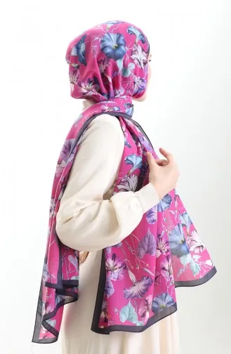 Karaca Cotton Shawl 82006-08 Navy Blue Fuchsia 82006-08