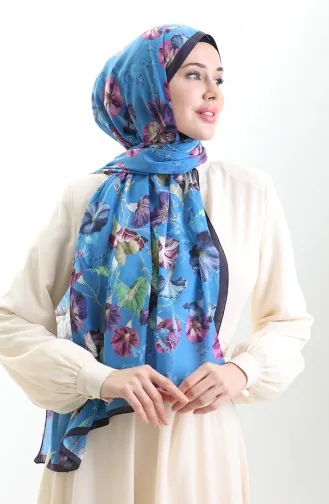 Karaca Cotton Shawl 82006-14 Navy Blue Saxe 82006-14