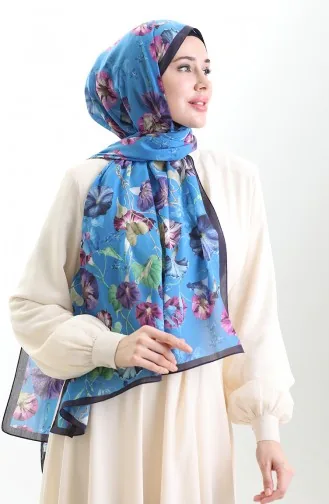 Karaca Cotton Shawl 82006-14 Navy Blue Saxe 82006-14