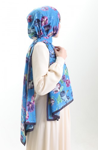 Karaca Cotton Şal 82006-14 Lacivert Saks