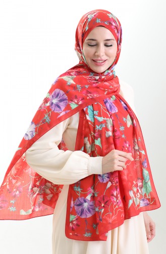 Karaca Cotton Şal 82006-15 Kırmızı Yeşil