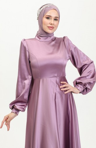 فستان سهرة ساتان للمحجبات 52895-04 وردي فاتح 52895-04