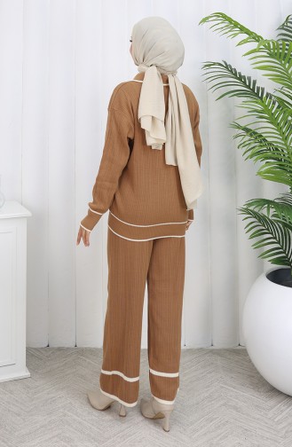 Gebreide Geribbelde Trui Broek Dubbelpak 0010-03 Melkkoffie 0010-03