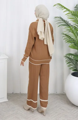 Strickpullover Mit Gerippter Hose Und Doppelanzug 0010-03 Milchkaffee 0010-03