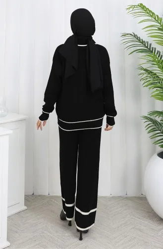 Triko Fitilli Kazak Pantolon İkili Takım 0010-04 Siyah