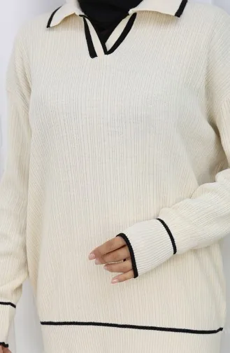 Knitwear Ribbed Sweater Trousers Two Piece Set 0010-07 Beige 0010-07