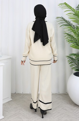Gebreide Geribbelde Trui-broek Tweedelig Set 0010-07 Beige 0010-07