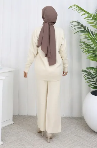 Strickwaren Rautenmuster Stoned Pullover Hose Zweiteiler 0018-05 Beige 0018-05