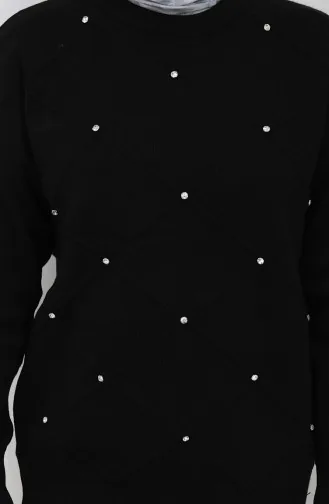Breiwerk Met Ruitpatroon En Stenen Trui Tweedelige Set 0018-06 Zwart 0018-06