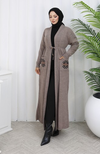 Knitwear Embroidered Long Cardigan 0021-02 Mink 0021-02