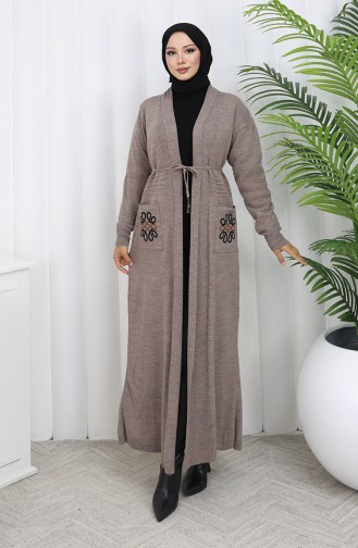 Knitwear Embroidered Long Cardigan 0021-02 Mink 0021-02