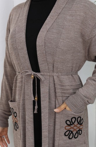 Knitwear Embroidered Long Cardigan 0021-02 Mink 0021-02