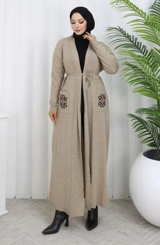 Knitwear Embroidered Long Cardigan 0021-04 Beige 0021-04