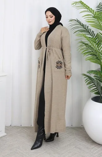 Knitwear Embroidered Long Cardigan 0021-04 Beige 0021-04