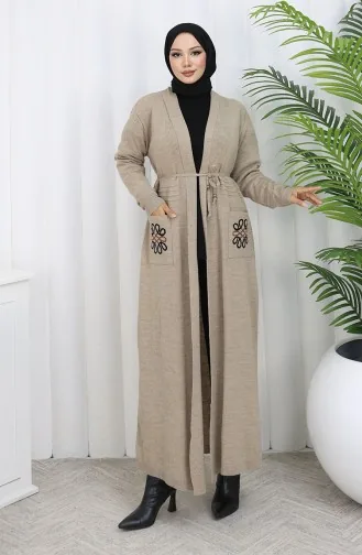 Knitwear Embroidered Long Cardigan 0021-04 Beige 0021-04