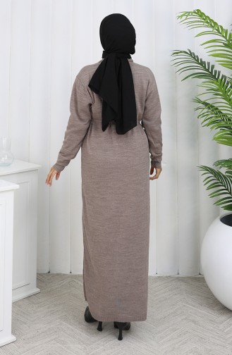 Cardigan Long Brodé En Tricot 0022-01 Vison 0022-01