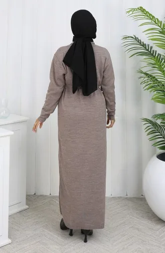 Gebreid Geborduurd Lang Vest 0022-01 Mink 0022-01