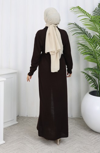 Cardigan Long Brodé En Maille 0022-05 Marron 0022-05