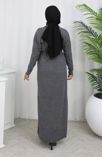 Gebreid Geborduurd Lang Vest 0022-06 Antraciet 0022-06