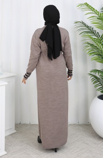 Gebreid Geborduurd Lang Vest 0027-03 Mink 0027-03