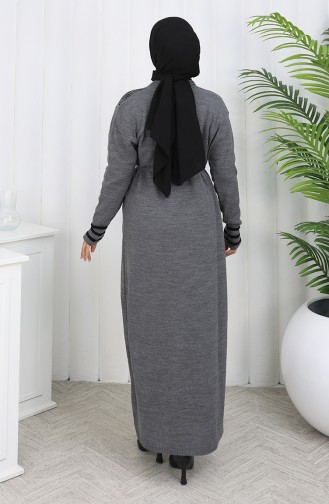 Cardigan Long Brodé En Maille 0027-05 Anthracite 0027-05