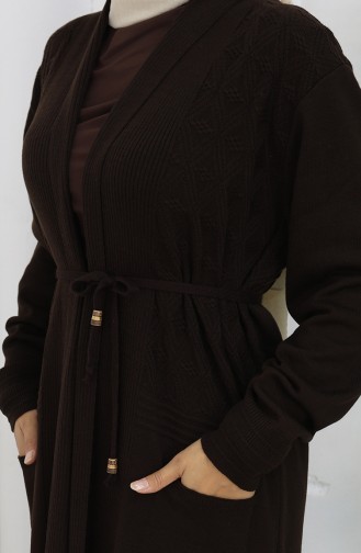 Knitwear Long Cardigan With Pocket 0036-03 Brown 0036-03