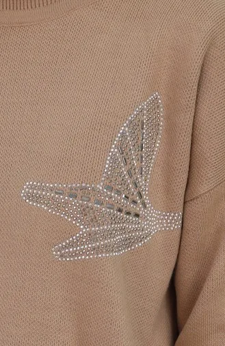 Knitwear Stone Printed Tunic Trousers Two Piece Suit 1053-05 Milk Coffee 1053-05