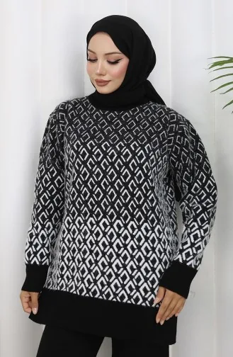 بدلة من قطعتين من قماش محبوك بنقوش، بنطلون، 1085-08 أسود 1085-08