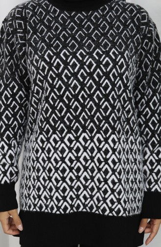 Gebreid Patroon Tuniek Broek Tweedelig Pak 1085-08 Zwart 1085-08