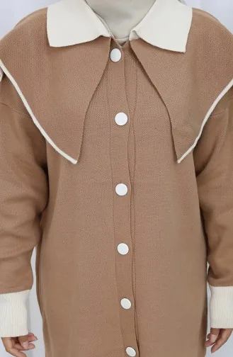 Gebreid Geknoopt Tuniek Met Garnering Tweedelig Pak 1122-04 Melkkoffie 1122-04