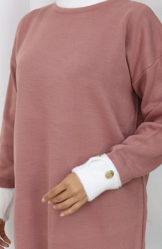 Tunique En Tricot Avec Détails De Boutons Et Garniture 3000-02 Rose Poudré 3000-02
