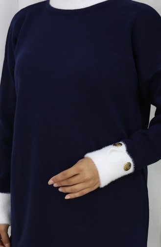 Knitted Tunic With Button Detail On The Sleeve 3000-05 Navy Blue 3000-05