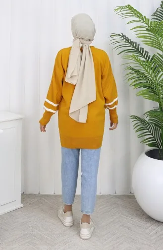 Triko Balon Kollu Yakalı Tunik 3007-02 Hardal