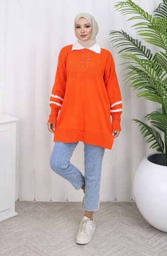 Strick Tunika Mit Ballonärmeln Und Kragen 3007-07 Orange 3007-07