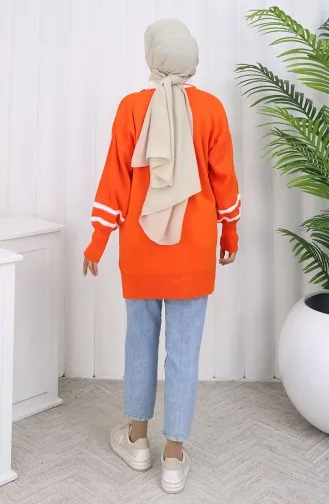 Triko Balon Kollu Yakalı Tunik 3007-07 Oranj