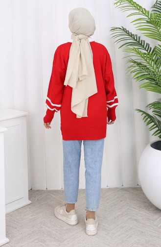 Knitwear Balloon Sleeve Collar Tunic 3007-08 Red 3007-08