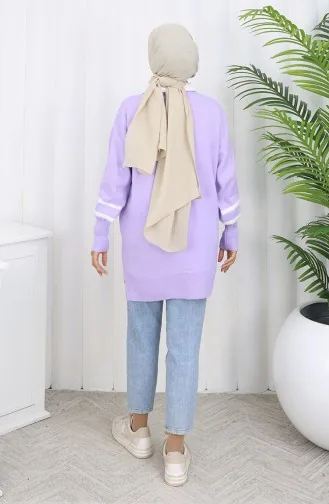 Triko Balon Kollu Yakalı Tunik 3007-09 Lila