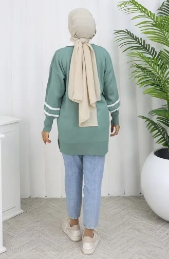 Triko Balon Kollu Yakalı Tunik 3007-10 Çağla Yeşili