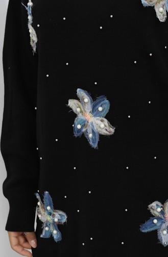 Knitwear Garnished Tunic 3010-07 Black 3010-07