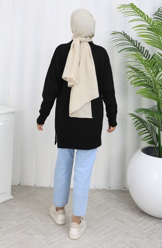 Knitwear Garnished Tunic 3010-07 Black 3010-07