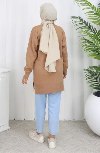 Knitwear Garnished Tunic 3010-08 Milk Coffee 3010-08