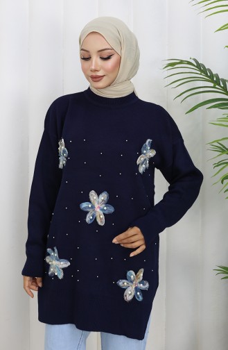 Tunique Garnie En Tricot 3010-09 Bleu Marine 3010-09