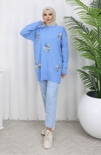 Tunique Garnie En Tricot 3010-10 Bleu 3010-10