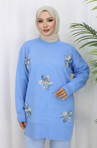 Tunique Garnie En Tricot 3010-10 Bleu 3010-10