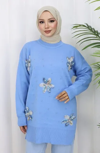 Triko Garnili Tunik 3010-10 Mavi