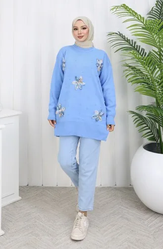 Triko Garnili Tunik 3010-10 Mavi