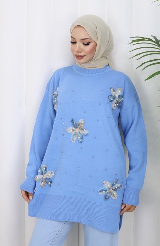 Tunique Garnie En Tricot 3010-10 Bleu 3010-10