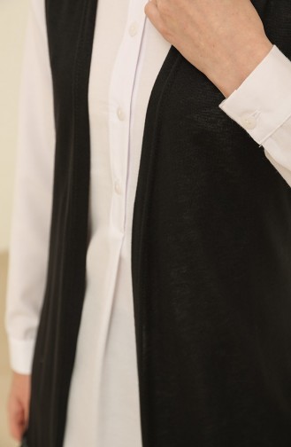 Sade Ince Basic Uzun Yelek Büyük Beden Yelek Tesettür Yelek 8765-01 Siyah