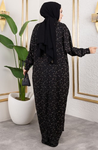 Gemustertes Kreppkleid 7137-04 Schwarz 7137-04
